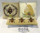 Lot Of 3 Bee Designed Pillows