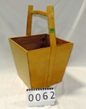 Mustard Painted Wood Handled Basket