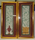Pair Of Stylized Floral Vase Prints In Frames