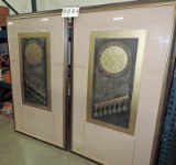 Pair Of Fantastic Foil Pressed Art Prints In Frames