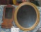 Gold Framed Oval Mirror & Natural Wood Mirror With Shelf