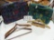 Vintage 1960's Canvas Suitcases & Wood Hangers