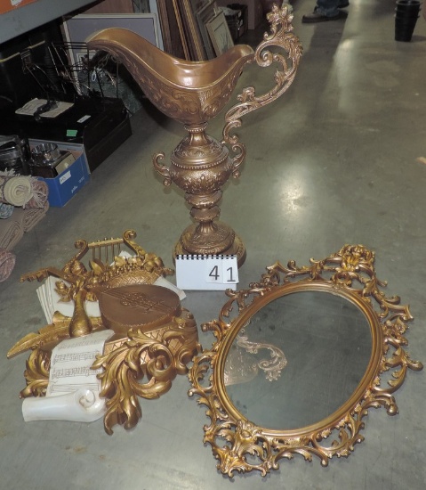 3 Pcs Decorative Syroco Type Mirror-urn-plaque