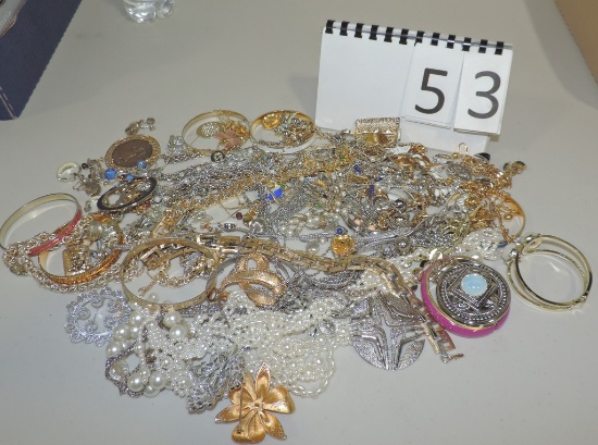 Tray Lot Silver, Brass And Or Goldtone Costume Jewelry