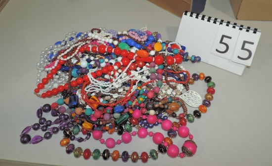 Large Assortment Of Vintage Plastic Beaded Necklaces