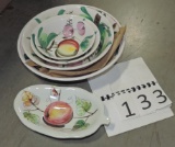 5 Hand Painted Fruit Pattern Serving Bowls