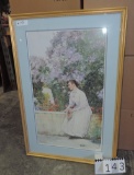 Childe Hassam Color Print Of Woman In Garden In Frame