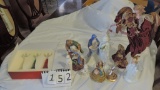 Tray Lot Ceramic Angels Glass Bulbs & More