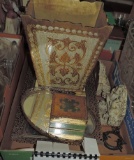 Decorative Italian Waste Basket & Box Plus Other Objects