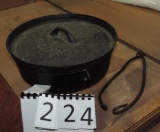 Antique # 12 Cast Iron Skillet With Lid And Tongs
