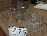 2 Lead Crystal Glass Pcs & Covered Cake Stand