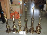 Lot Of 6 Brass Table Lamps With Shades