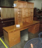 Maple Office Counter And Upper Cubby Cabinet