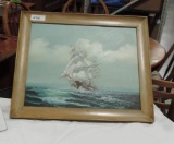 Oil On Canvas Sailing Vessel