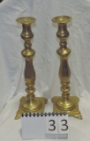 Tall Pair Heavy Brass Candlesticks