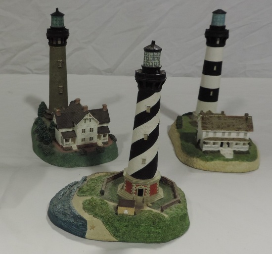 3 1995 North Carolina Lighthouse Figurines