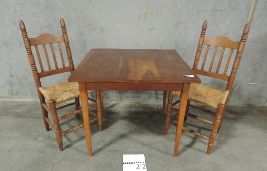 Cherry Table With 2 Oak Chairs