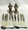 9 Pearl Handled Knives, Sterling Baby Fork & Spoon With Sterling Salt & Pepper