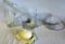 3 Large Crystal Glass Serving Pieces & White Wedgewood Sauce Bowl