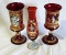 3 Hand Painted Murano-Venetian Art Glass Chalices & Vase