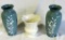 Pair Of Green & White Lenox Vases And Planter