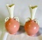 Pair Matching Coral & White Lenox Vases