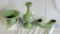 3 Celadon Green & White Vases & Urn