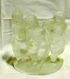 Signed Art Glass Sculpture Of 3 Cherubs