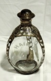 Haigs Pinched Glass & Sterling Silver Liquor Bottle