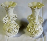 2 Belleek Floral Vases