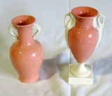 2 Coral & White Lenox Vases
