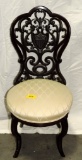 Black Painted Carved Wood Side Chair