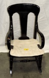 Black Painted Wood Childs Rocking Armchair