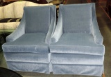 Pair Of Vintage Light Blue Upholstered Chairs