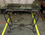 Tall Black Iron & Beveled Glass Hall Table