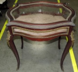 French Style Mahogany, Brass Trimmed And Glass Showcase Table
