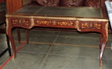 French Inlaid Partners Desk With Brass Ormulou Trim
