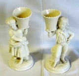 Pair Of Belleek Girl & Boy Figurines