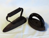 2 Antique Unusual Cast Iron Flat Irons