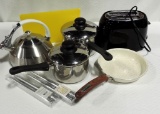 Box Lot Stainless Kettle & Sauce Pans