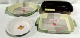 2 New Cuisinart Ceramic Bakeware Pans, Auberge Ceramic Pie Pan & More