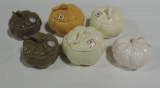 6 Matceramica Mellon Shape Covered Bowls
