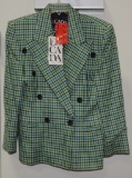 Escada By Margeretha Ley Green/Blue/Black Plaid Wool Jacket