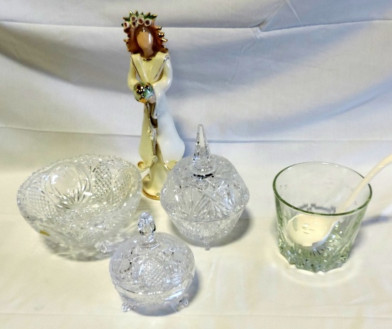 Lead Crystal Bowl & Covered Candy Bowls Plus More