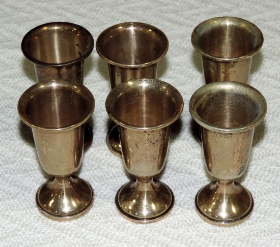 Set Of 6 Towel Sterling Weighted Liquor Glasses