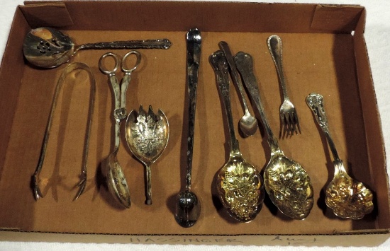Tray lot Silver-plate Serving Flatware