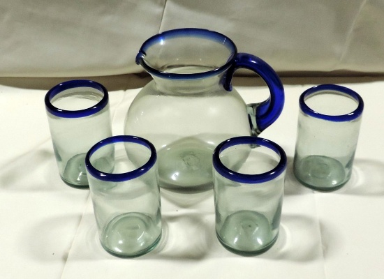 5 Pc Hand Blown Water Set