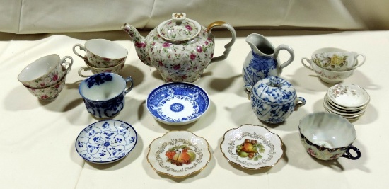 Lefton China Teapot & 4 Cups, Misc. Antique China Pcs.