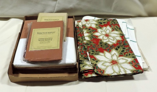 Tray Lot Sheets, Pillowcases And Tablecloth New In Package