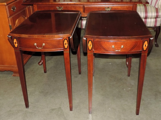 Pair of Hickory Chair Historical James River Plantations Drop Leaf Side Tables